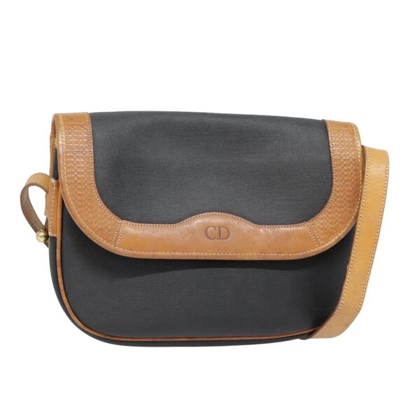 Christian Dior Shoulder Bag PVC Black Gold Auth fm3859 - Picture 1 of 15